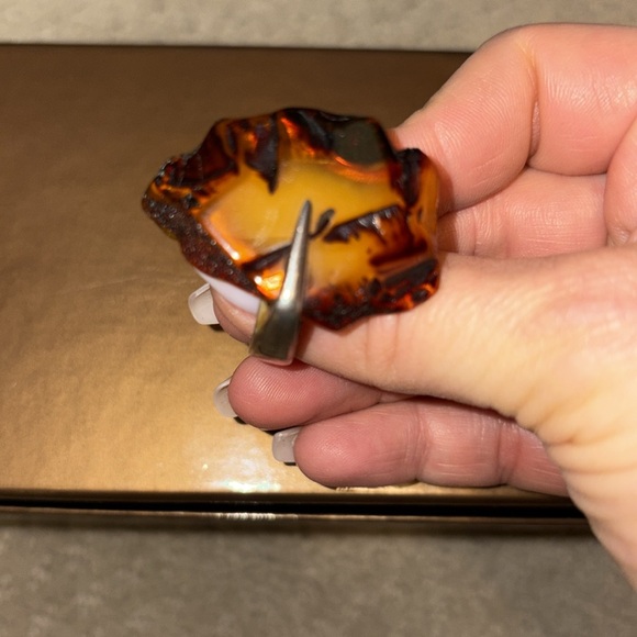 Amber and Brown Statement Ring - Picture 3 of 7